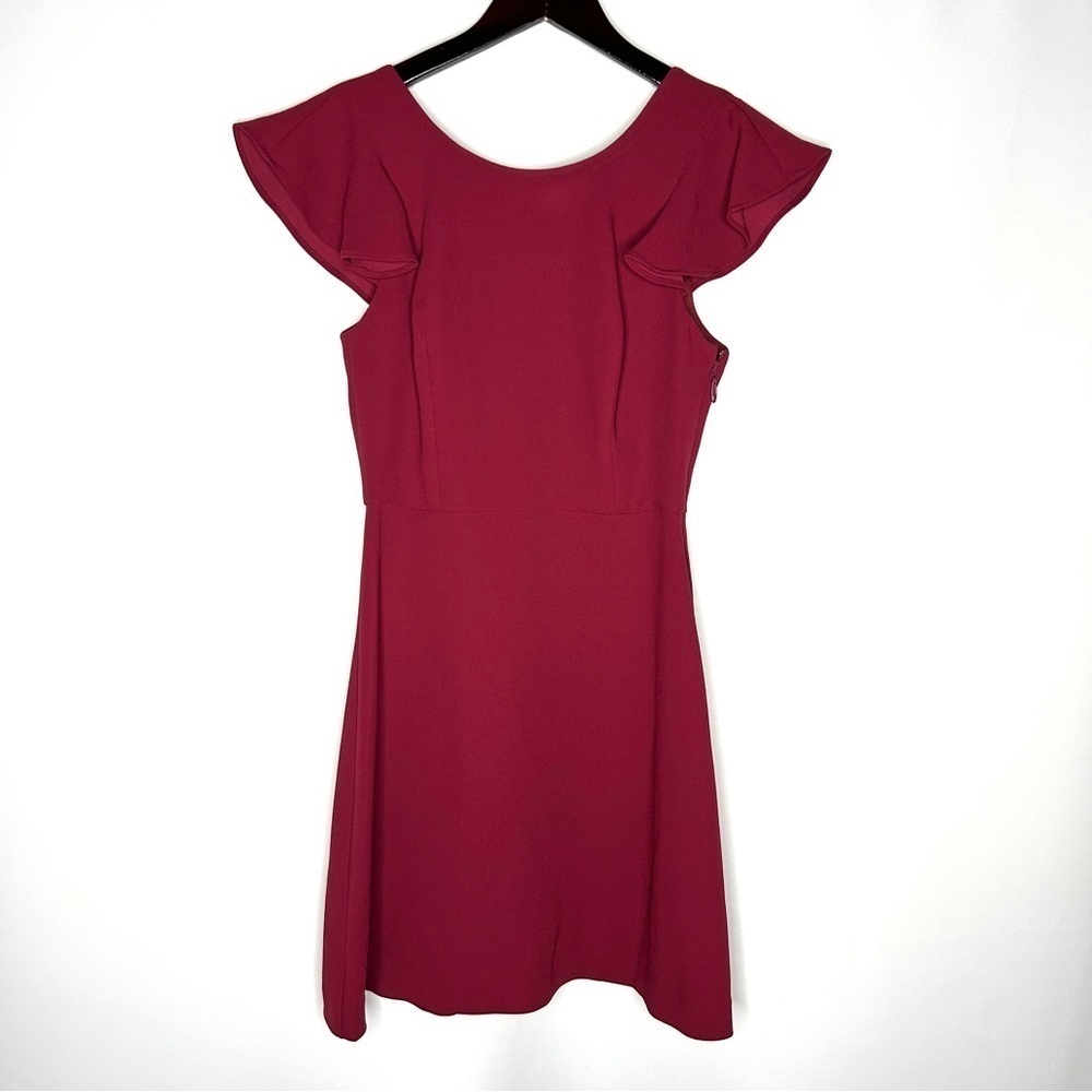 BCBGeneration Women's Purpleberry Ponte Flutter Sleeve Mini Dress Size 0